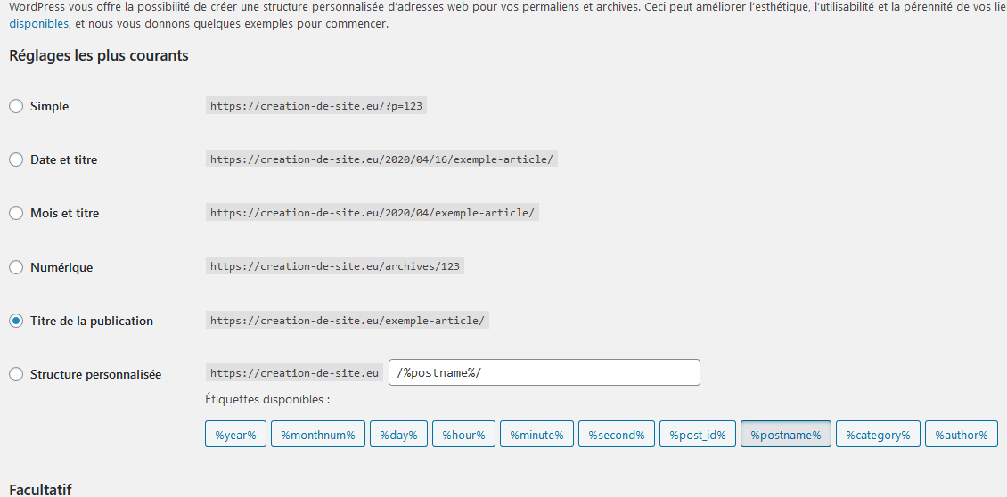 permaliens wordpress