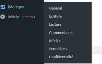 réglages de base WordPress